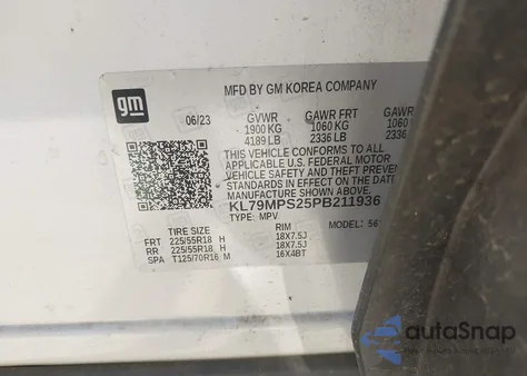 2023 Chevrolet Trailblazer Fwd Lt z USA, uszkodzony, nr VIN KL79MPS25PB211936